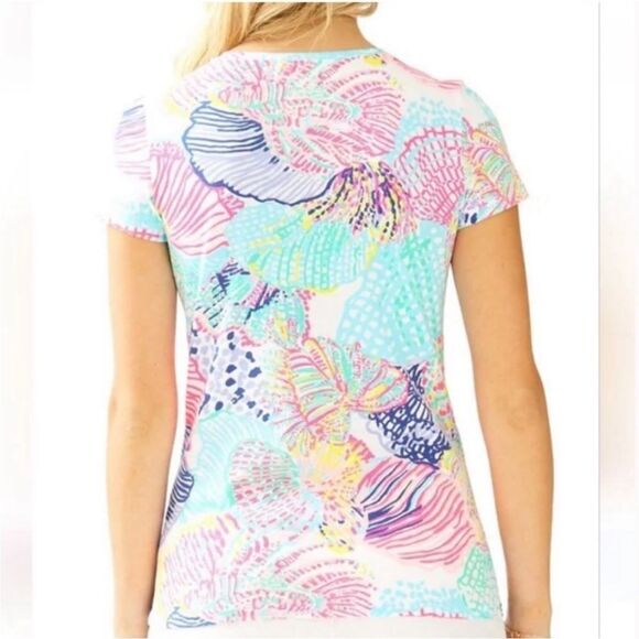 LILLY PULITZER | Michele V-Neck Top Roar of the Seas Colorful Tee Women’s Size S - Picture 2 of 9